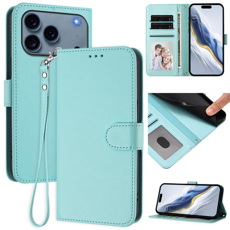 iPhone 18 Pro Max / 17 Pro Max EIDERWOOD Kunstlæder Flip Cover m. Strop & Ståfunktion - Lyseblå