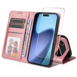 EIDERWOOD iPhone Air Kunstlæder Flip Cover - inkl. Skærmbeskyttelse - Lyserød