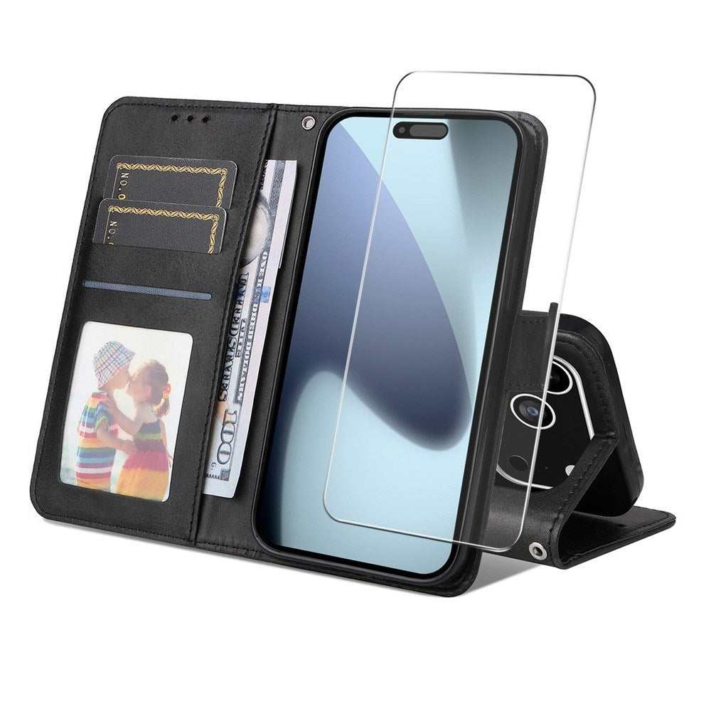 EIDERWOOD iPhone 17 Pro Max Kunstlæder Flip Cover - inkl. Skærmbeskyttelse - Sort