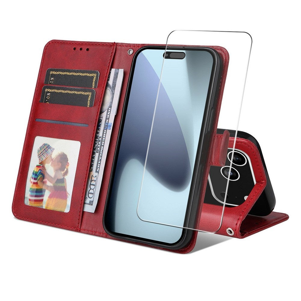 EIDERWOOD iPhone 17 Pro Max Kunstlæder Flip Cover - inkl. Skærmbeskyttelse - Rød