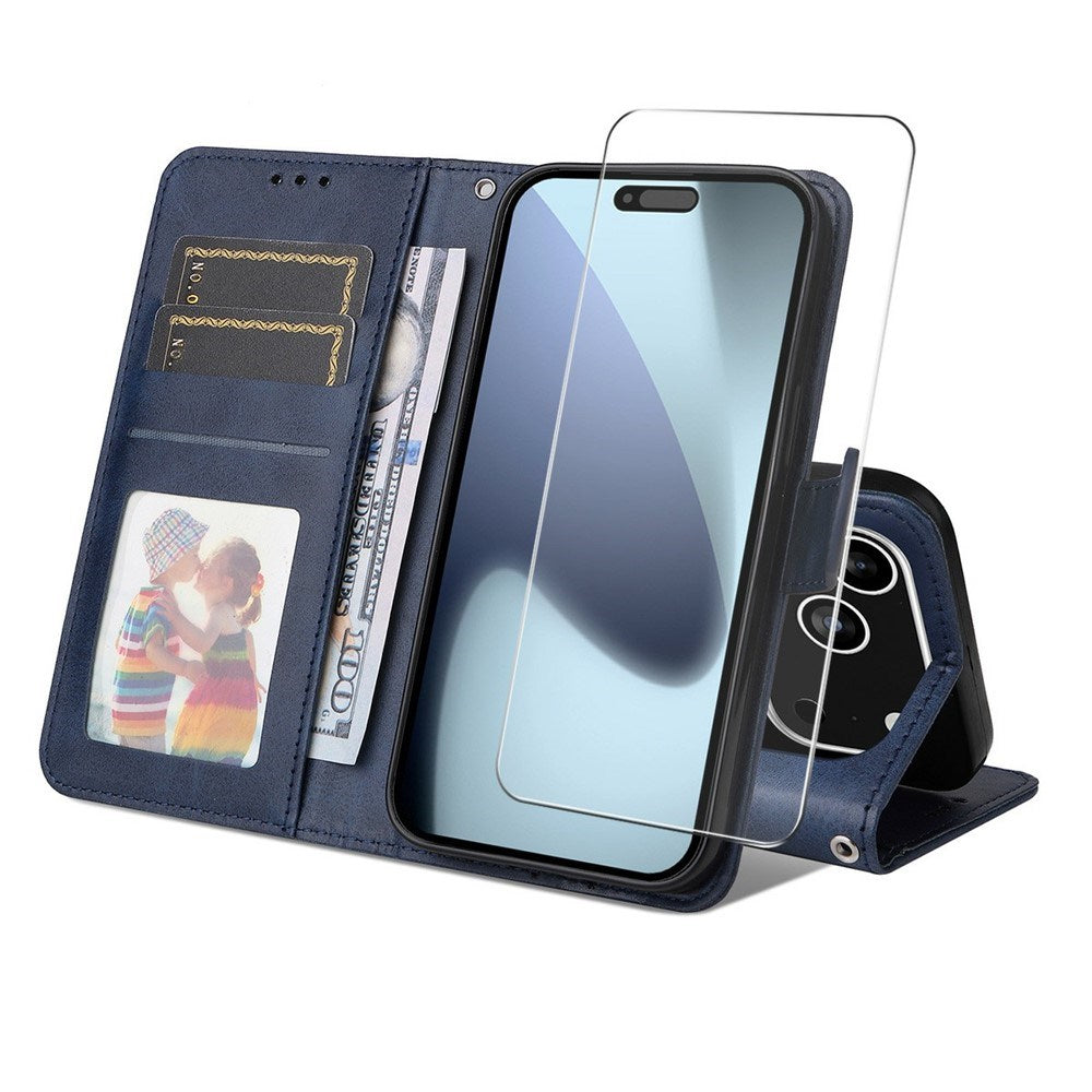 EIDERWOOD iPhone 17 Pro Max Kunstlæder Flip Cover - inkl. Skærmbeskyttelse - Blå