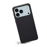 EIDERWOOD iPhone 17 Pro Max Hybrid Plastik Mobil Cover m. Lædertekstur - Sort