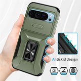 EIDERWOOD Google Pixel 11 Pro / 11 / 10 Pro / 10 / 9 Pro / 9 Håndværker Mobil Cover m. 360 Roterbar Kickstand - Grøn
