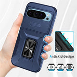 EIDERWOOD Google Pixel 11 Pro / 11 / 10 Pro / 10 / 9 Pro / 9 Håndværker Mobil Cover m. 360 Roterbar Kickstand - Blå