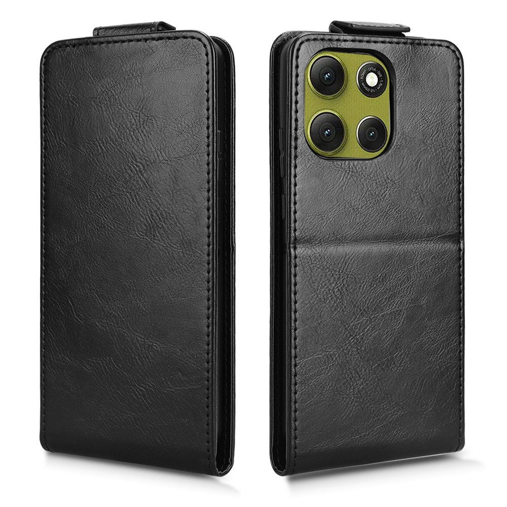 Motorola Moto G86 Power - EIDERWOOD Vertikal Kunstlæder Flip Cover - Kortholder & Ståfunktion - Sort