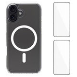 iPhone 17 Hybrid Mobil Cover - inkl. 2 x Skærmbeskyttelsesglas - MagSafe Kompatibel - Gennemsigtig / Hvid