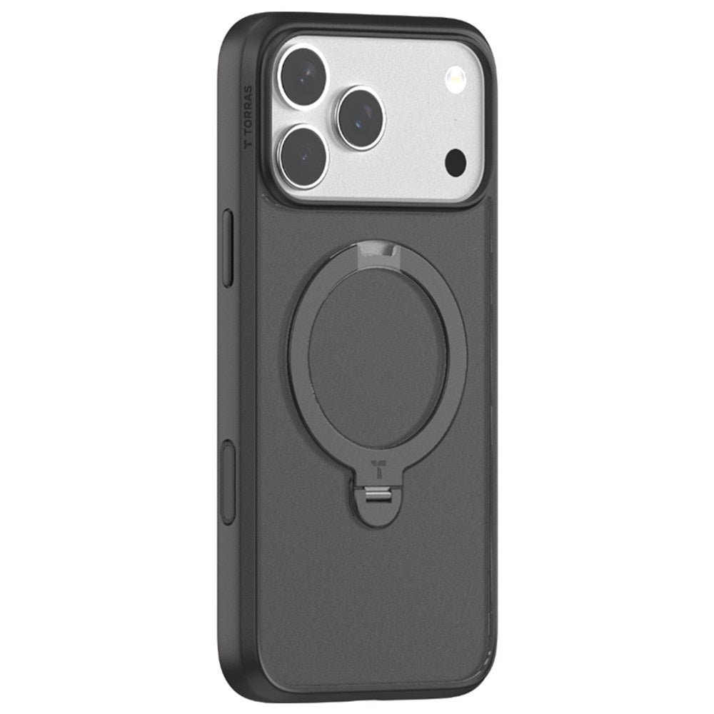 iPhone 17 Pro Max - TORRAS Ostand Spin Hybrid Cover m. Kickstand - MagSafe Kompatibel - Sort