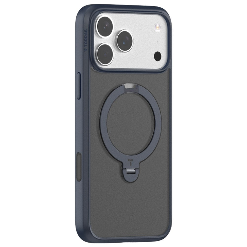 iPhone 17 Pro Max - TORRAS Ostand Spin Hybrid Cover m. Kickstand - MagSafe Kompatibel - Blå