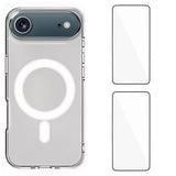 iPhone Air Hybrid Mobil Cover - inkl. 2 x Skærmbeskyttelsesglas - MagSafe Kompatibel - Gennemsigtig / Hvid