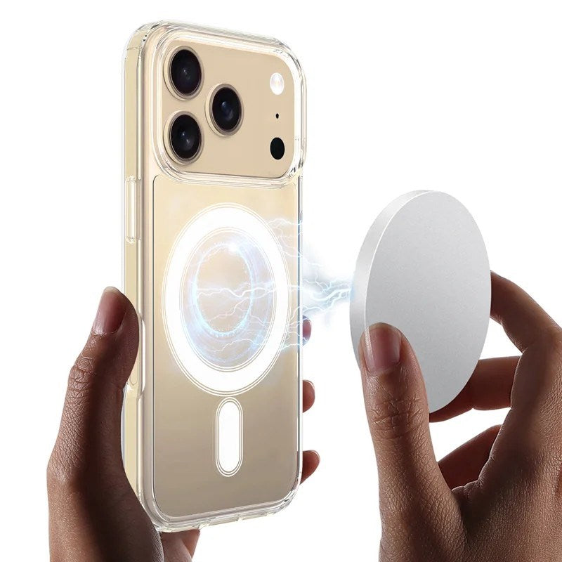 iPhone 17 Pro Max Hybrid Mobil Cover - inkl. 2 x Skærmbeskyttelsesglas - MagSafe Kompatibel - Gennemsigtig / Hvid