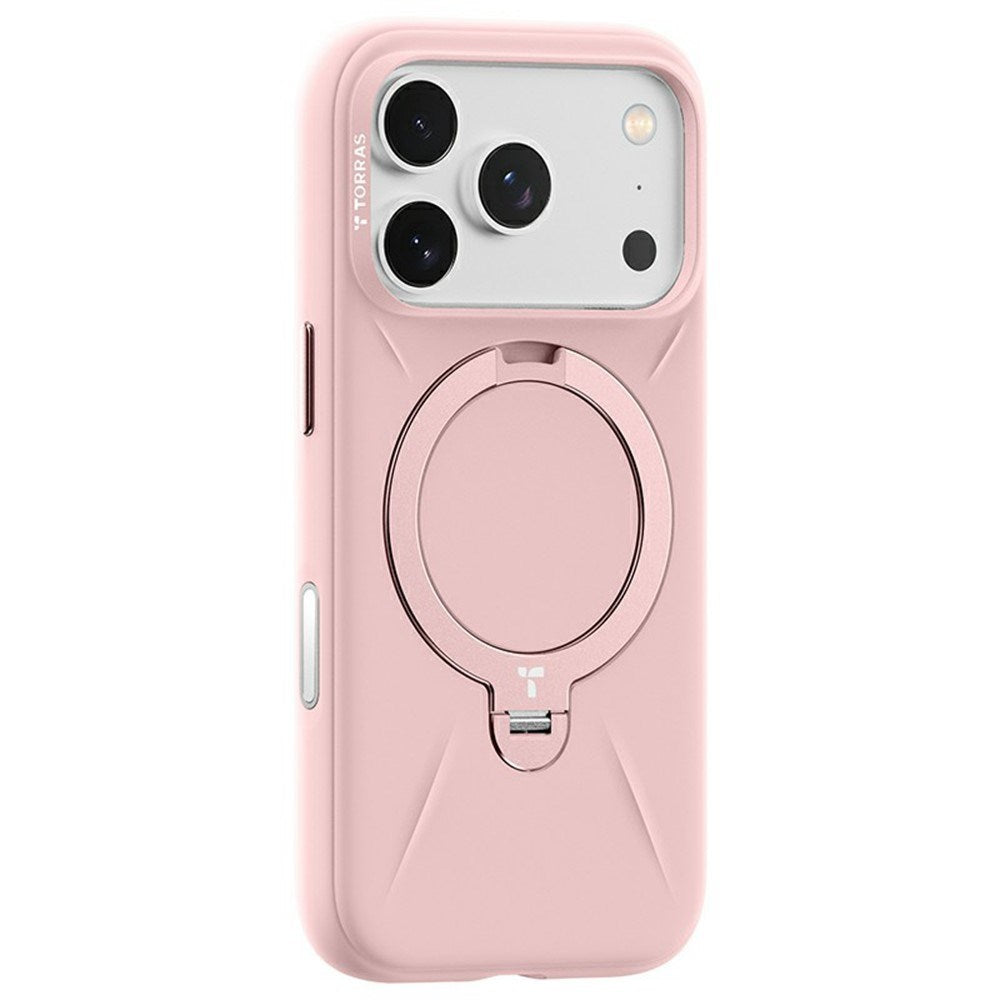 iPhone 17 Pro - TORRAS Ostand Spin Silikone Cover m. Kickstand - MagSafe Kompatibel - Lyserød