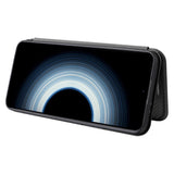 Xiaomi 12T / 12T Pro Carbon Fiber Fleksibelt Plastik Flip Cover - Sort