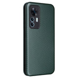 Xiaomi 12T / 12T Pro Carbon Fiber Fleksibelt Plastik Flip Cover - Grøn