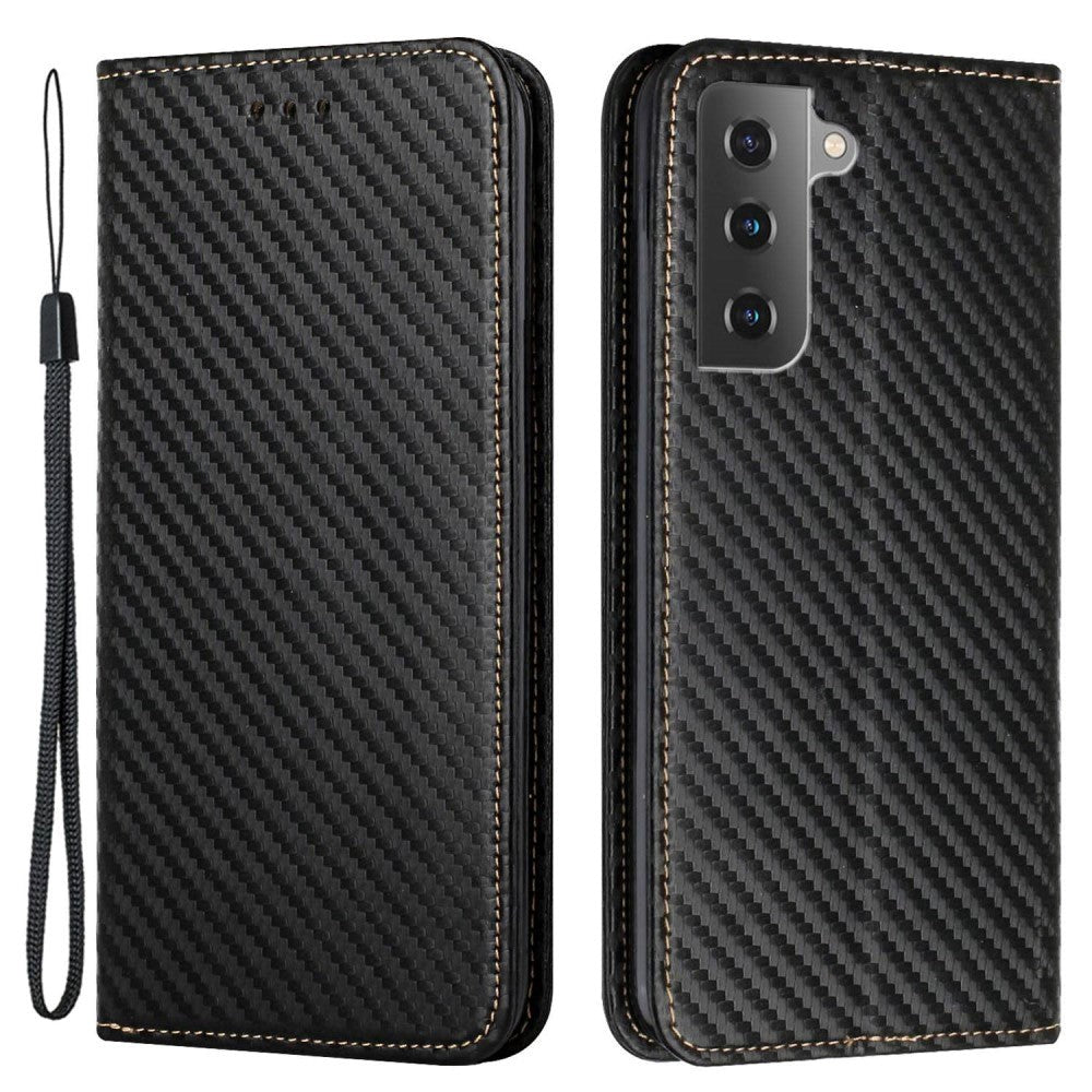 Samsung Galaxy S23 Carbon Flip Cover m. Pung & Kickstand - Sort