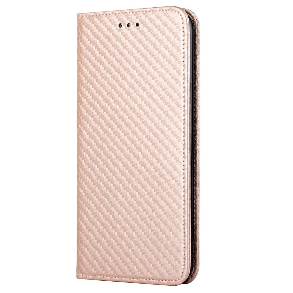 Samsung Galaxy S23 Carbon Flip Cover m. Pung & Kickstand - Rosa Guld