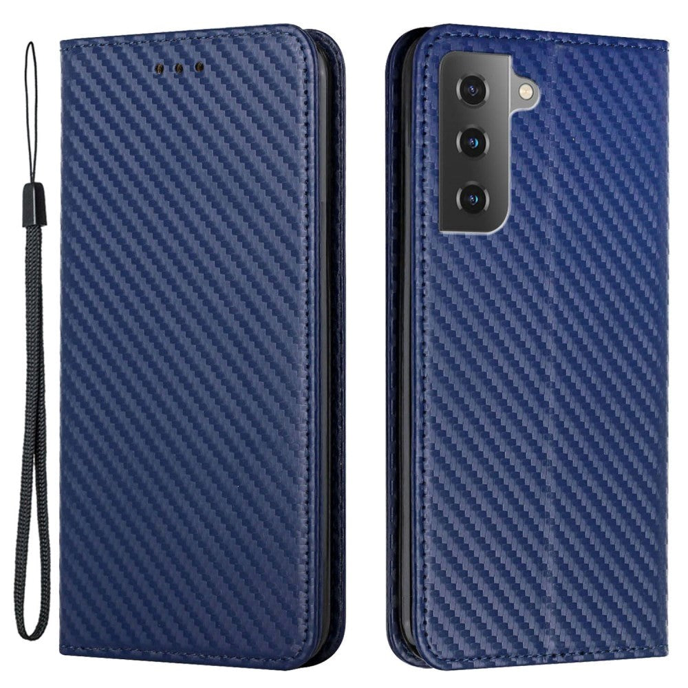 Samsung Galaxy S23 Carbon Flip Cover m. Pung & Kickstand - Blå