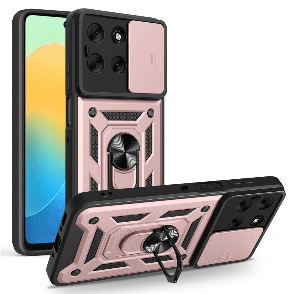 Motorola Moto G56 - EIDERWOOD Hybrid Håndværker Cover m. Kickstand & Cam Slider - Rose Gold