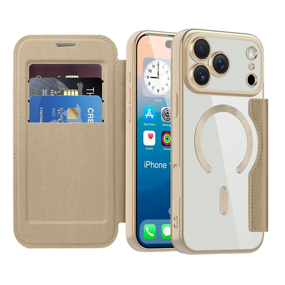 EIDERWOOD iPhone 17 Pro Flip Mobil Cover m. Gennemsigtig Bagside - MagSafe Kompatibel - Guld
