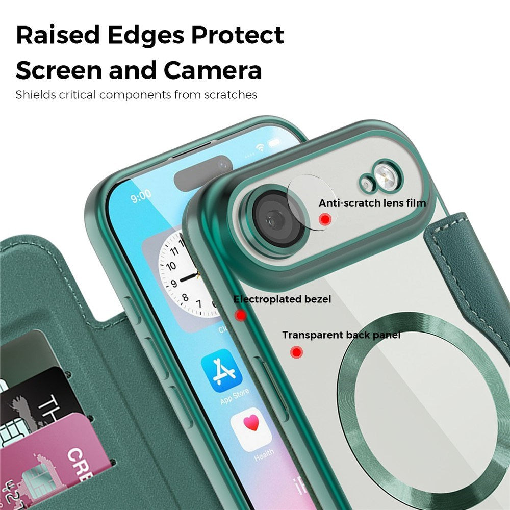 EIDERWOOD iPhone Air Flip Mobil Cover m. Gennemsigtig Bagside - MagSafe Kompatibel - Grøn