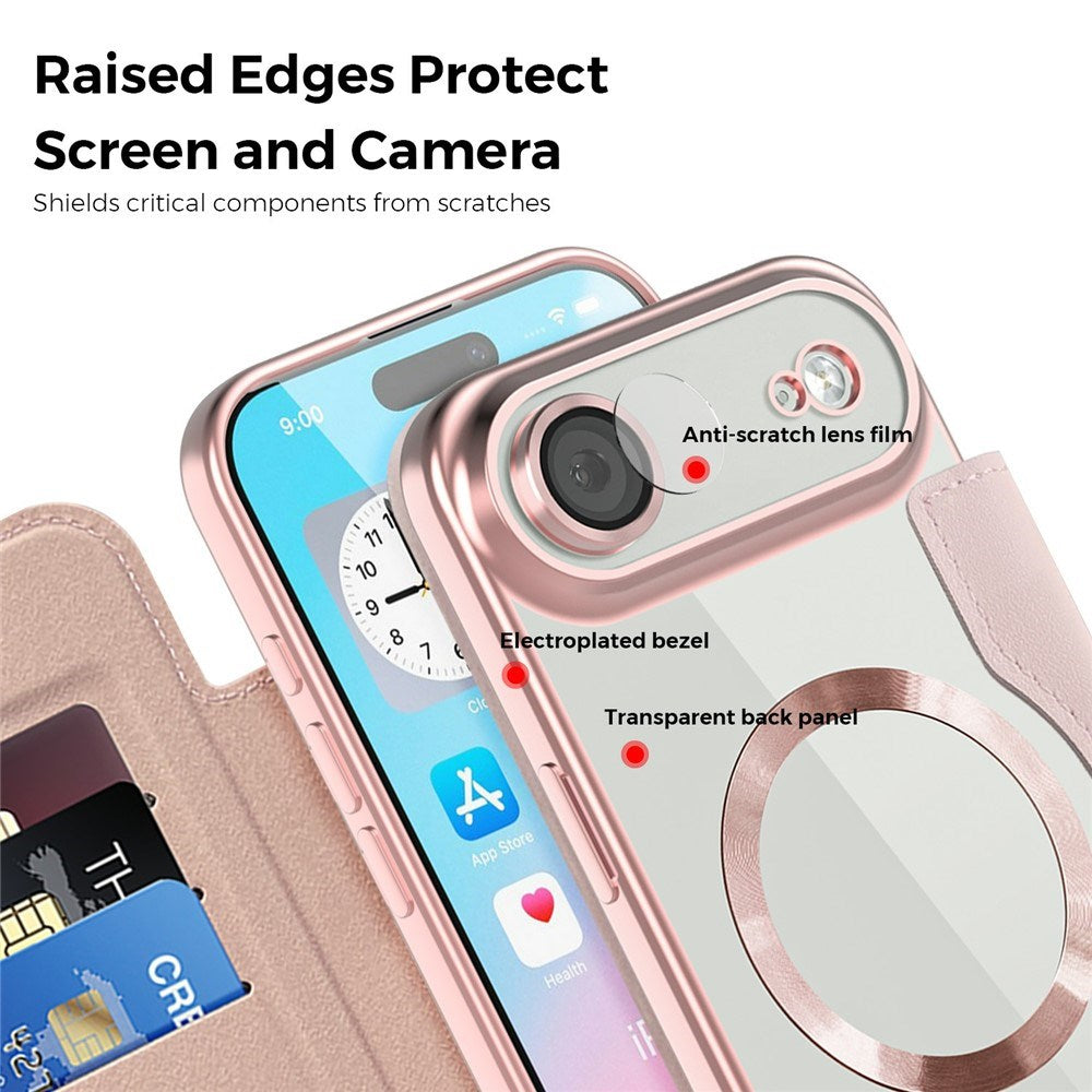 EIDERWOOD iPhone Air Flip Mobil Cover m. Gennemsigtig Bagside - MagSafe Kompatibel - Lyserød