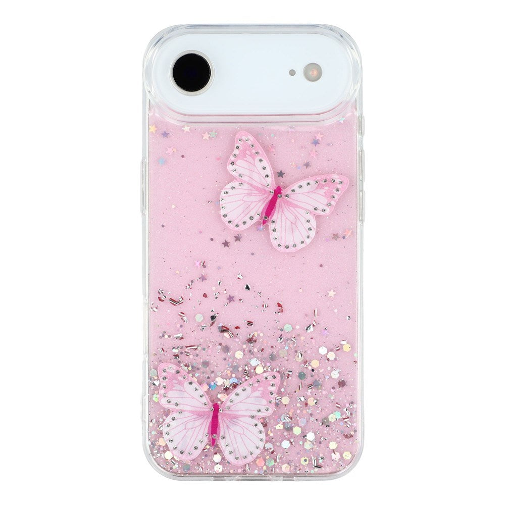 EIDERWOOD iPhone Air Fleksibelt Plastik Mobil Cover m. Sommerfugle - Gennemsigtig / Lyserød