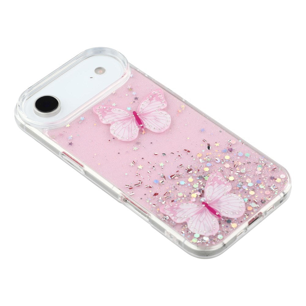 EIDERWOOD iPhone Air Fleksibelt Plastik Mobil Cover m. Sommerfugle - Gennemsigtig / Lyserød