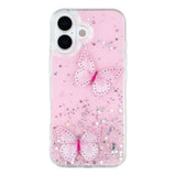 EIDERWOOD iPhone 17 Fleksibelt Plastik Mobil Cover m. Sommerfugle - Gennemsigtig / Lyserød
