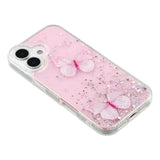 EIDERWOOD iPhone 17 Fleksibelt Plastik Mobil Cover m. Sommerfugle - Gennemsigtig / Lyserød