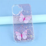 EIDERWOOD iPhone 17 Fleksibelt Plastik Mobil Cover m. Sommerfugle - Gennemsigtig / Lyserød