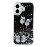 EIDERWOOD iPhone 17 Fleksibelt Plastik Mobil Cover m. Sommerfugle - Gennemsigtig / Sort