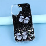 EIDERWOOD iPhone 17 Fleksibelt Plastik Mobil Cover m. Sommerfugle - Gennemsigtig / Sort