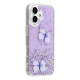 EIDERWOOD iPhone 17 Fleksibelt Plastik Mobil Cover m. Sommerfugle - Gennemsigtig / Lilla