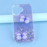 EIDERWOOD iPhone 17 Fleksibelt Plastik Mobil Cover m. Sommerfugle - Gennemsigtig / Lilla