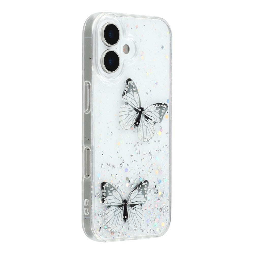 EIDERWOOD iPhone 17 Fleksibelt Plastik Mobil Cover m. Sommerfugle - Gennemsigtig