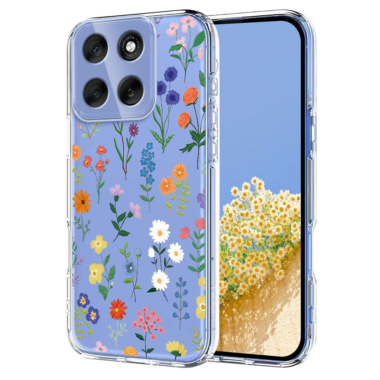 EIDERWOOD Motorola Moto G56 Fleksibelt Plastik Mobil Cover m. Blomstermotiv - Gennemsigtig / Forskellige Blomster