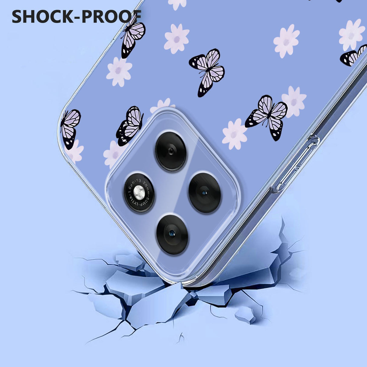 EIDERWOOD Motorola Moto G56 Fleksibelt Plastik Mobil Cover m. Blomstermotiv - Gennemsigtig / Sommerfugle