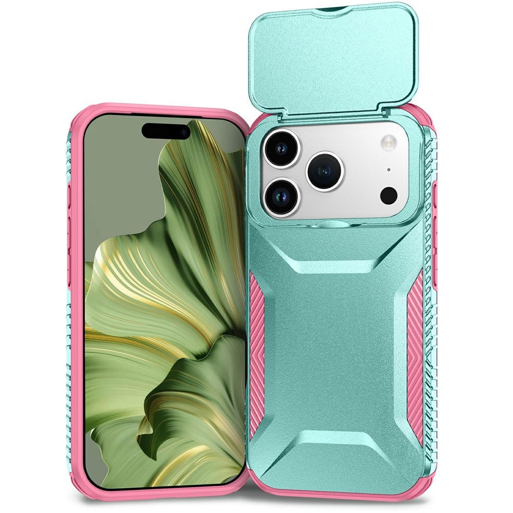 iPhone 18 Pro / 17 Pro EIDERWOOD Hybrid Plast Bagside Cover m. Cam Slider - Turkis / Lyserød