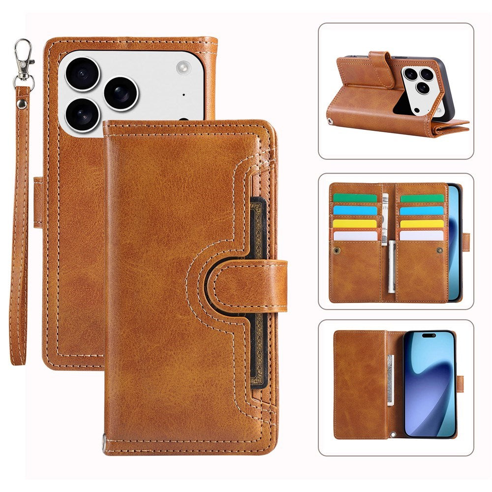 iPhone 18 Pro / 17 Pro EIDERWOOD Kunstlæder Flip Cover m. Dobbelt Kortholder - Lysebrun