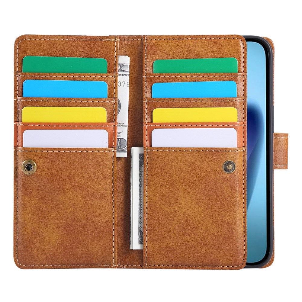 iPhone 18 Pro / 17 Pro EIDERWOOD Kunstlæder Flip Cover m. Dobbelt Kortholder - Lysebrun