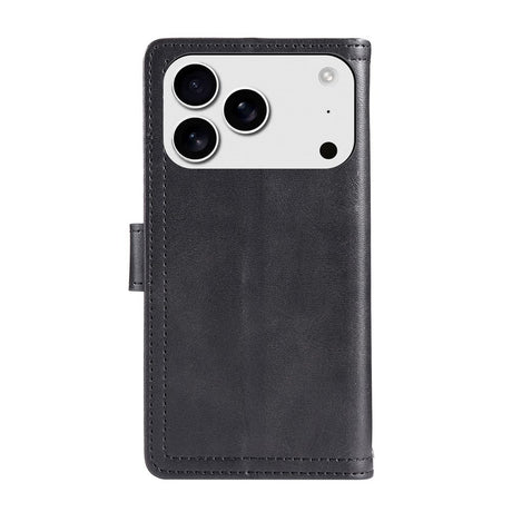 iPhone 18 Pro / 17 Pro EIDERWOOD Kunstlæder Flip Cover m. Dobbelt Kortholder - Sort