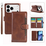 iPhone 18 Pro / 17 Pro EIDERWOOD Kunstlæder Flip Cover m. Dobbelt Kortholder - Mørkebrun