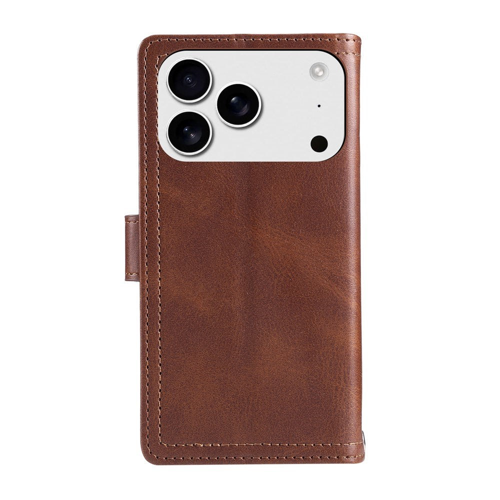 iPhone 18 Pro / 17 Pro EIDERWOOD Kunstlæder Flip Cover m. Dobbelt Kortholder - Mørkebrun