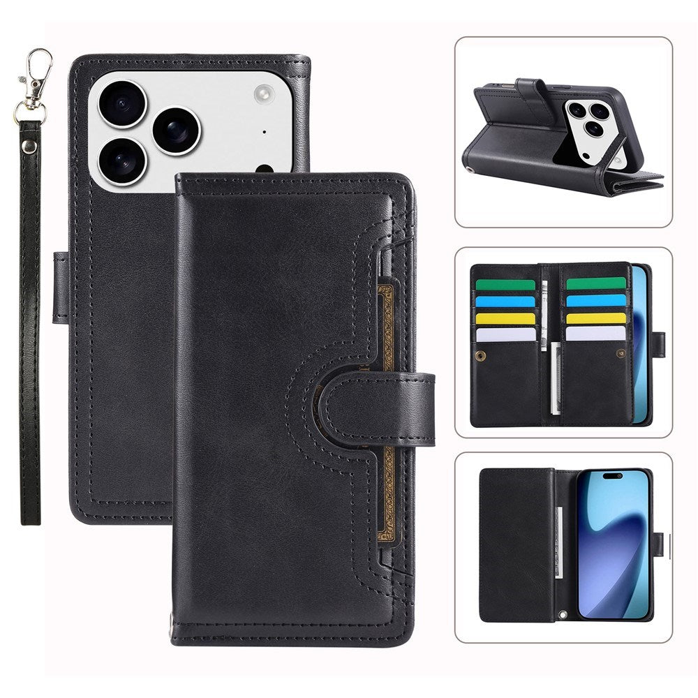 iPhone 18 Pro Max / 17 Pro Max EIDERWOOD Kunstlæder Flip Cover m. Dobbelt Kortholder - Sort