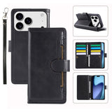 iPhone 18 Pro Max / 17 Pro Max EIDERWOOD Kunstlæder Flip Cover m. Dobbelt Kortholder - Sort