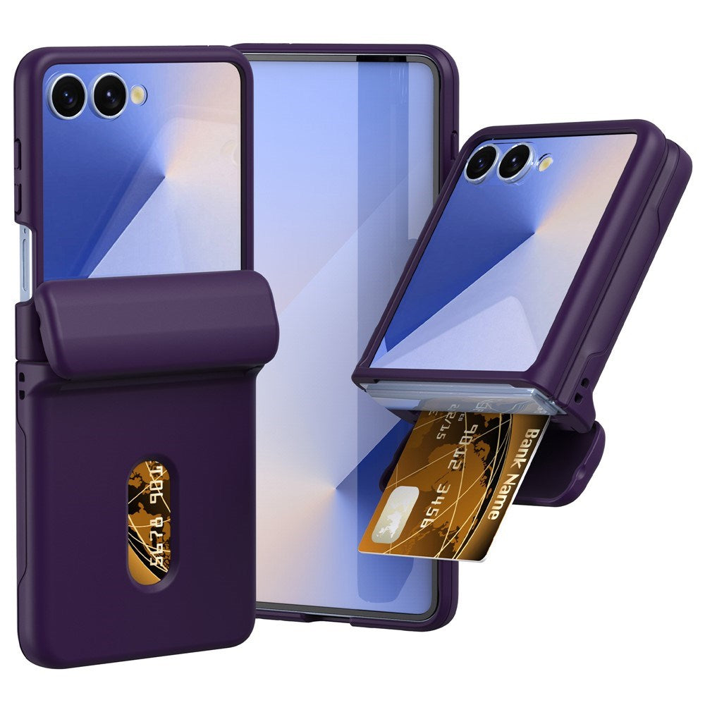 Samsung Galaxy Z Flip7 - EIDERWOOD Hårdt Plastik Cover m. Kortlomme - Mørkelilla