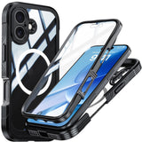 iPhone 17 Hybrid Plast Bagside Cover m. Skærmbeskyttelse - MagSafe Kompatibel - Gennemsigtig / Sort