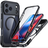 iPhone 18 Pro / 17 Pro Hybrid Plast Bagside Cover m. Skærmbeskyttelse - MagSafe Kompatibel - Gennemsigtig / Sort