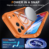 iPhone 18 Pro Max / 17 Pro Max Hybrid Plast Bagside Cover m. Skærmbeskyttelse - MagSafe Kompatibel - Gennemsigtig / Orange