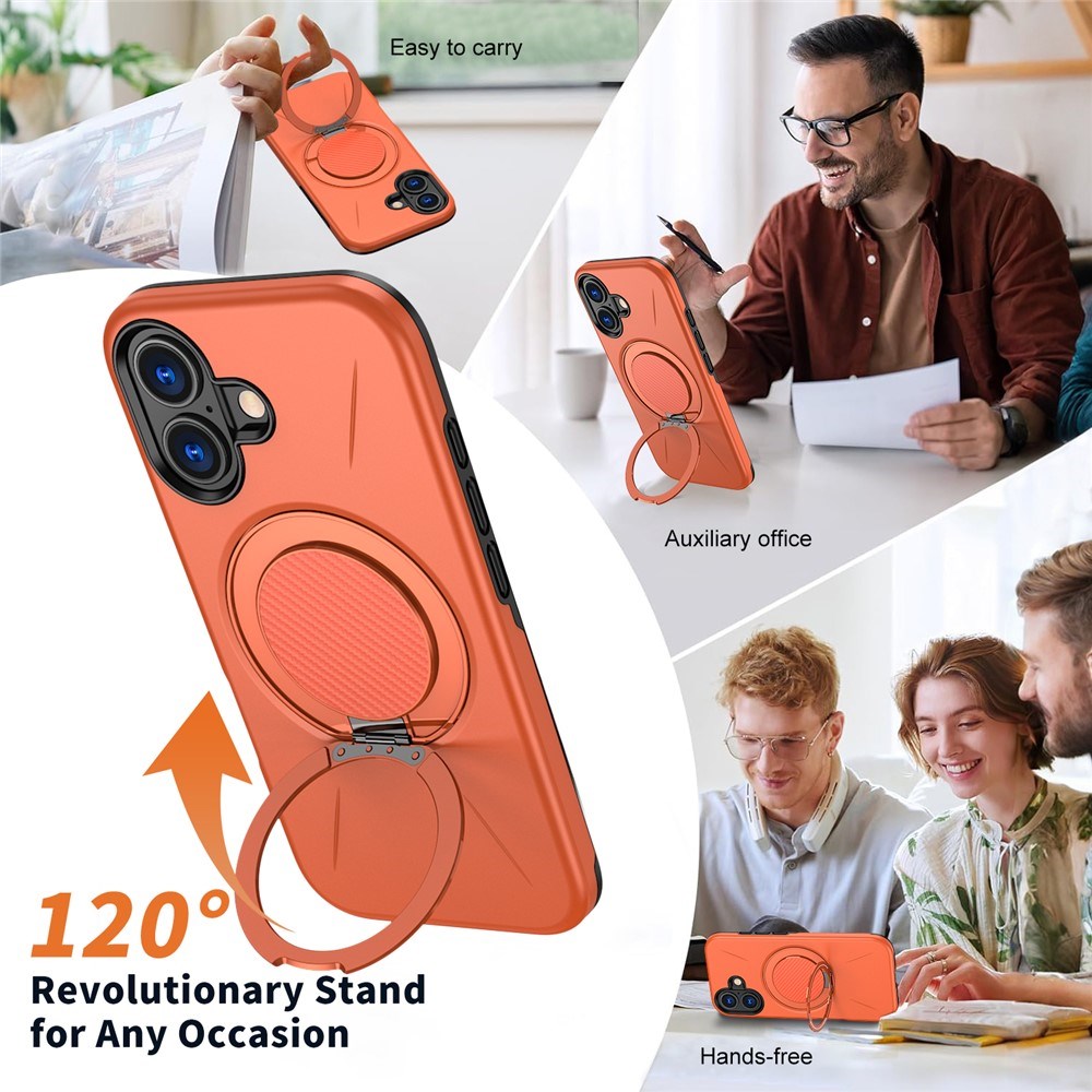 EIDERWOOD iPhone 17 Mobil Cover - Roterende Kickstand - Orange
