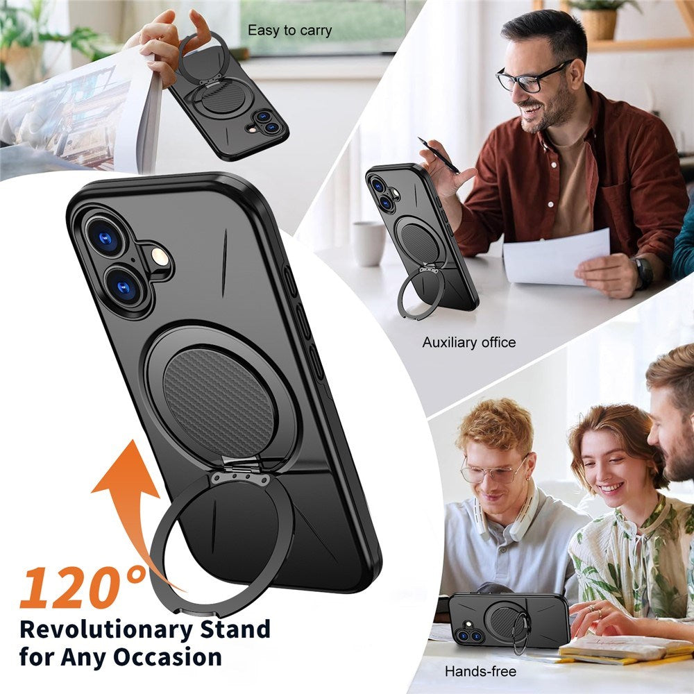 EIDERWOOD iPhone 17 Mobil Cover - Roterende Kickstand - Sort